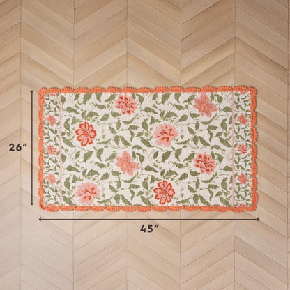 Laura Ashley Indigo Floral Crochet Border Runner Rug