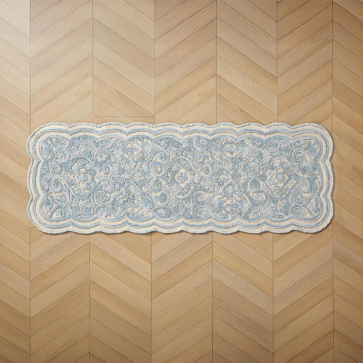 Laura Ashley Scalloped Washable Runner Rug
