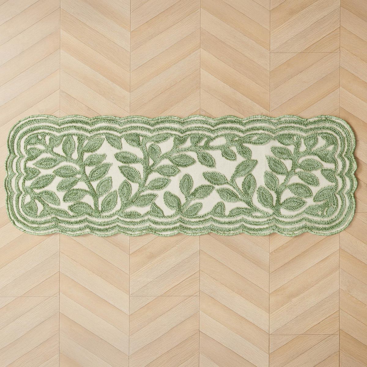Laura Ashley Scalloped Washable Runner Rug
