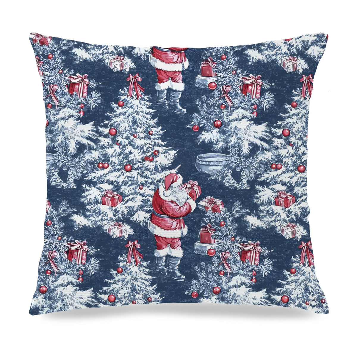 Blue Christmas Toile Pillow Covers, 18x18, Set of 2