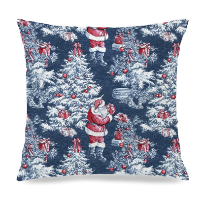 Blue Christmas Toile Pillow Covers, 18x18, Set of 2
