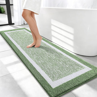 Navy and White Microfiber Bath Rug, 36 x 24