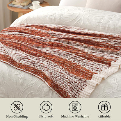 Checkered Knit Throw Blanket, Blue, 50 x 60 Inch