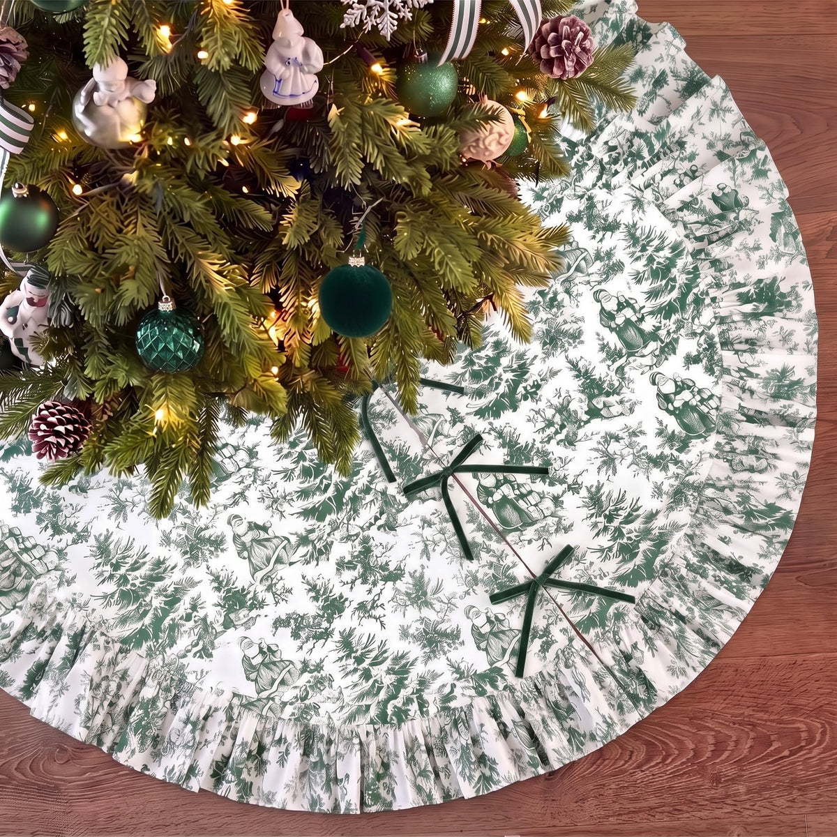 Blue Chinoiserie Christmas Tree Skirt, 48 Inch