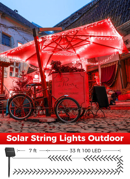 Solar Christmas String Lights, 100 LED, 40 ft