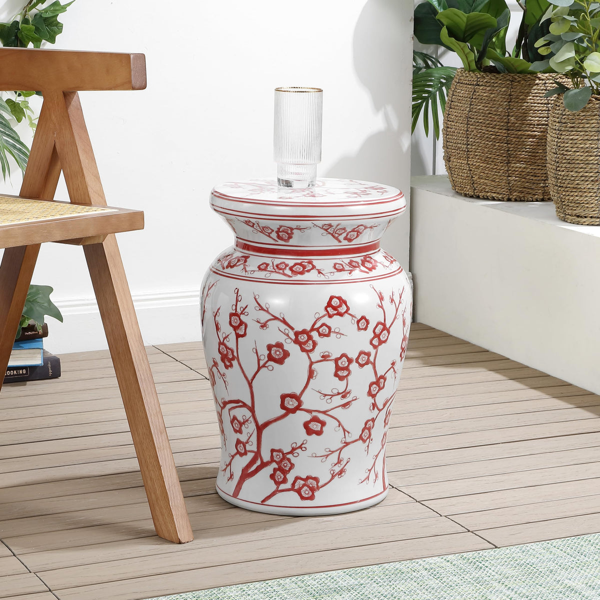 Jonathan Y Cherry Blossom Garden Stool, 18"