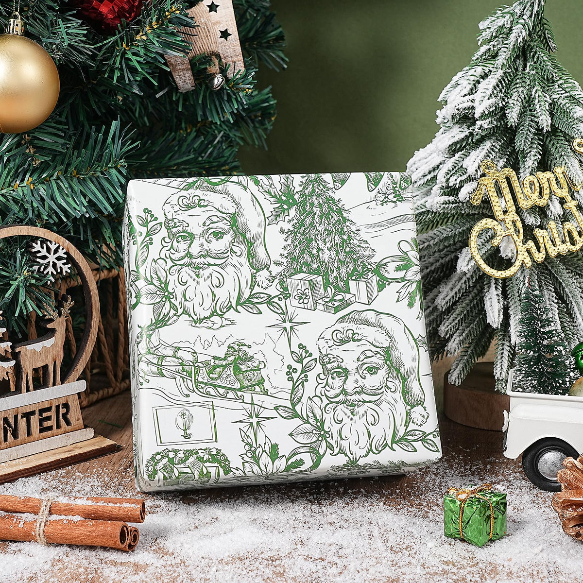 Reversible Toile Christmas Wrapping Paper