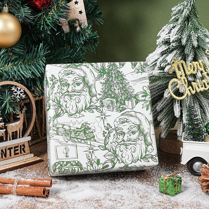 Reversible Toile Christmas Wrapping Paper