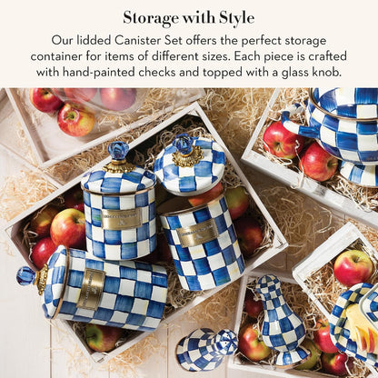 MacKenzie-Childs Enamel Canister Set, Royal Check