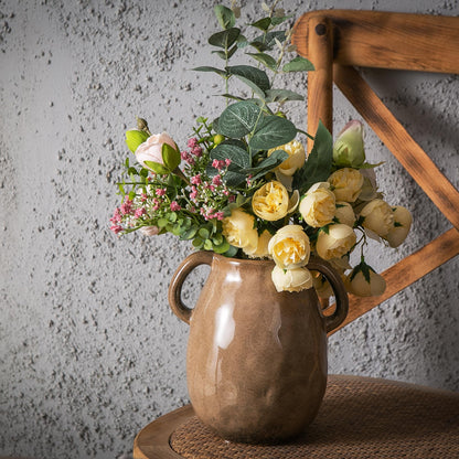 Blue Ceramic Vase with Two Handles