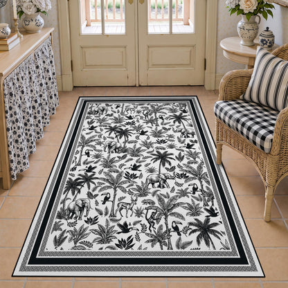 Washable French Toile Area Rug