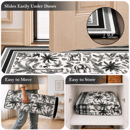 Washable French Toile Area Rug