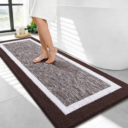 Navy and White Microfiber Bath Rug, 36 x 24