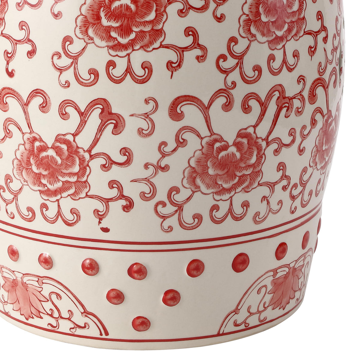 Jonathan Y Lotus Chinoiserie Garden Stool, 17.75"