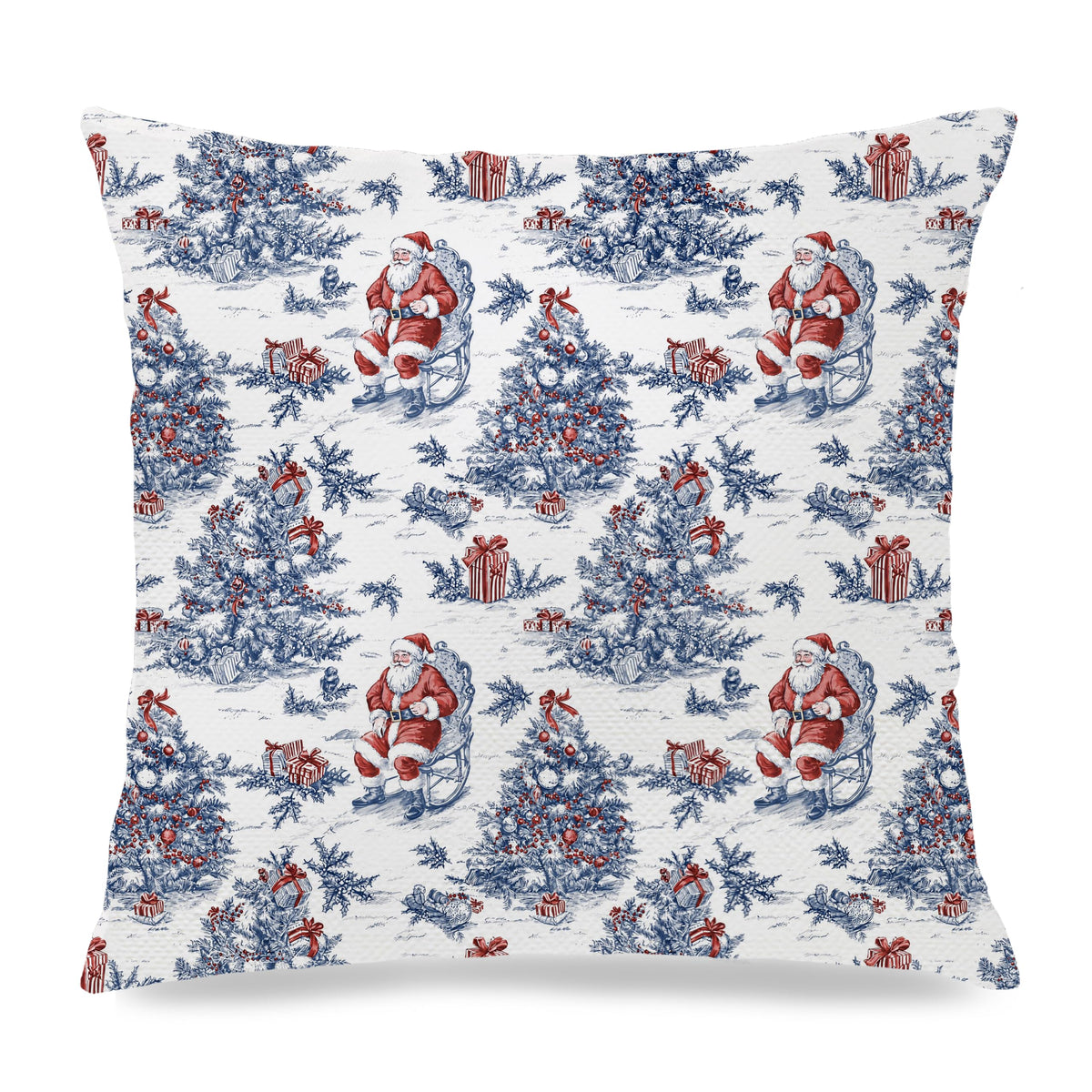 Blue Christmas Toile Pillow Covers, 18x18, Set of 2