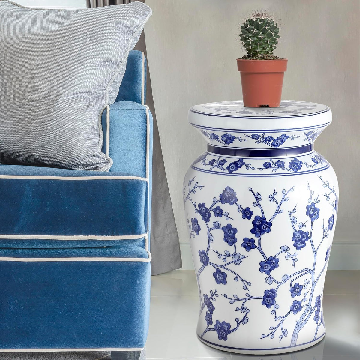 Jonathan Y Cherry Blossom Garden Stool, 18"