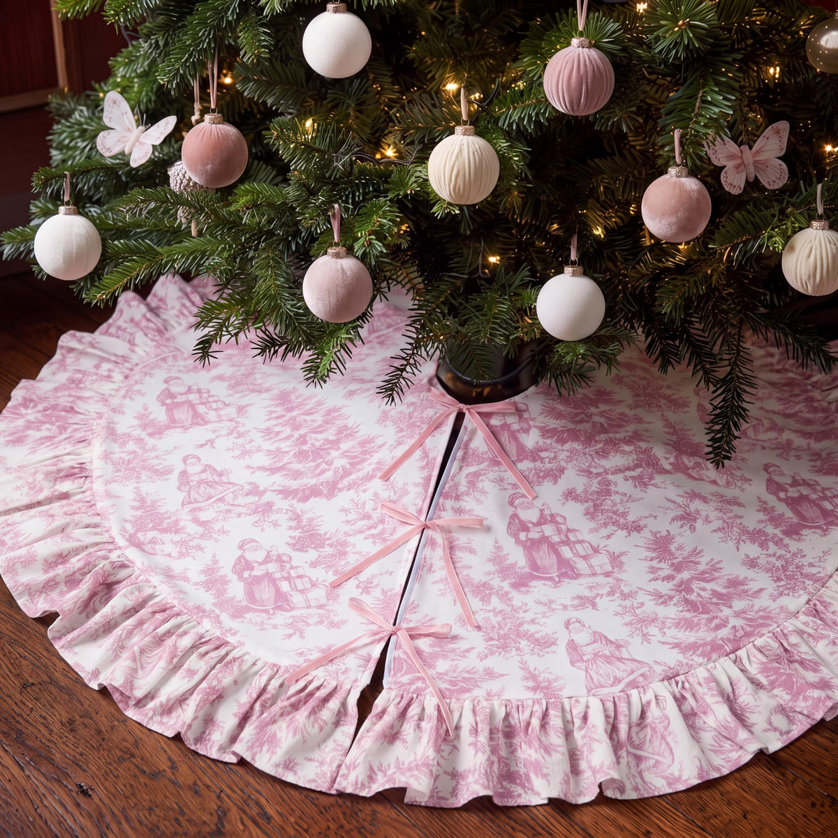 Blue Chinoiserie Christmas Tree Skirt, 48 Inch