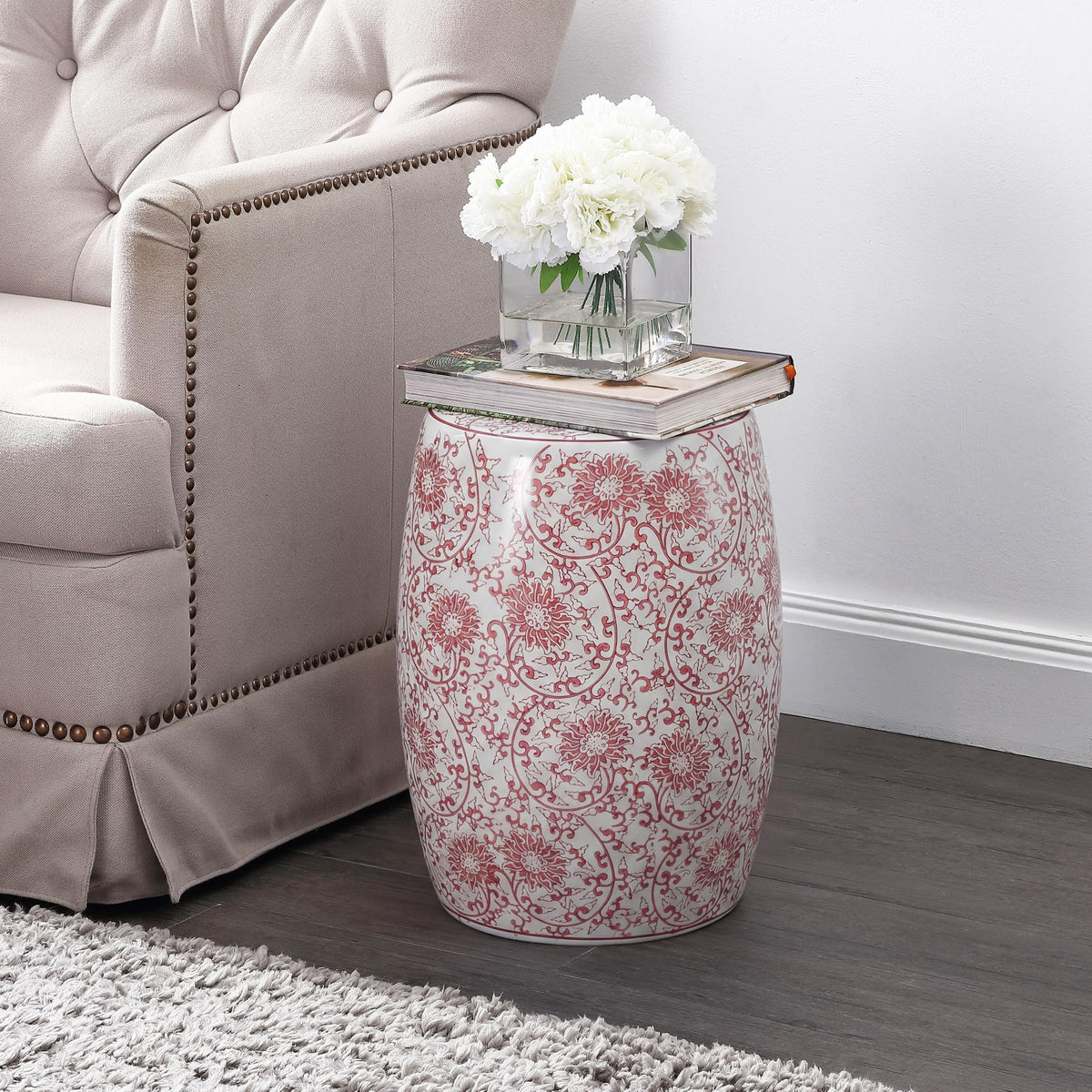 Jonathan Y Lotus Blossom Ceramic Garden Stool