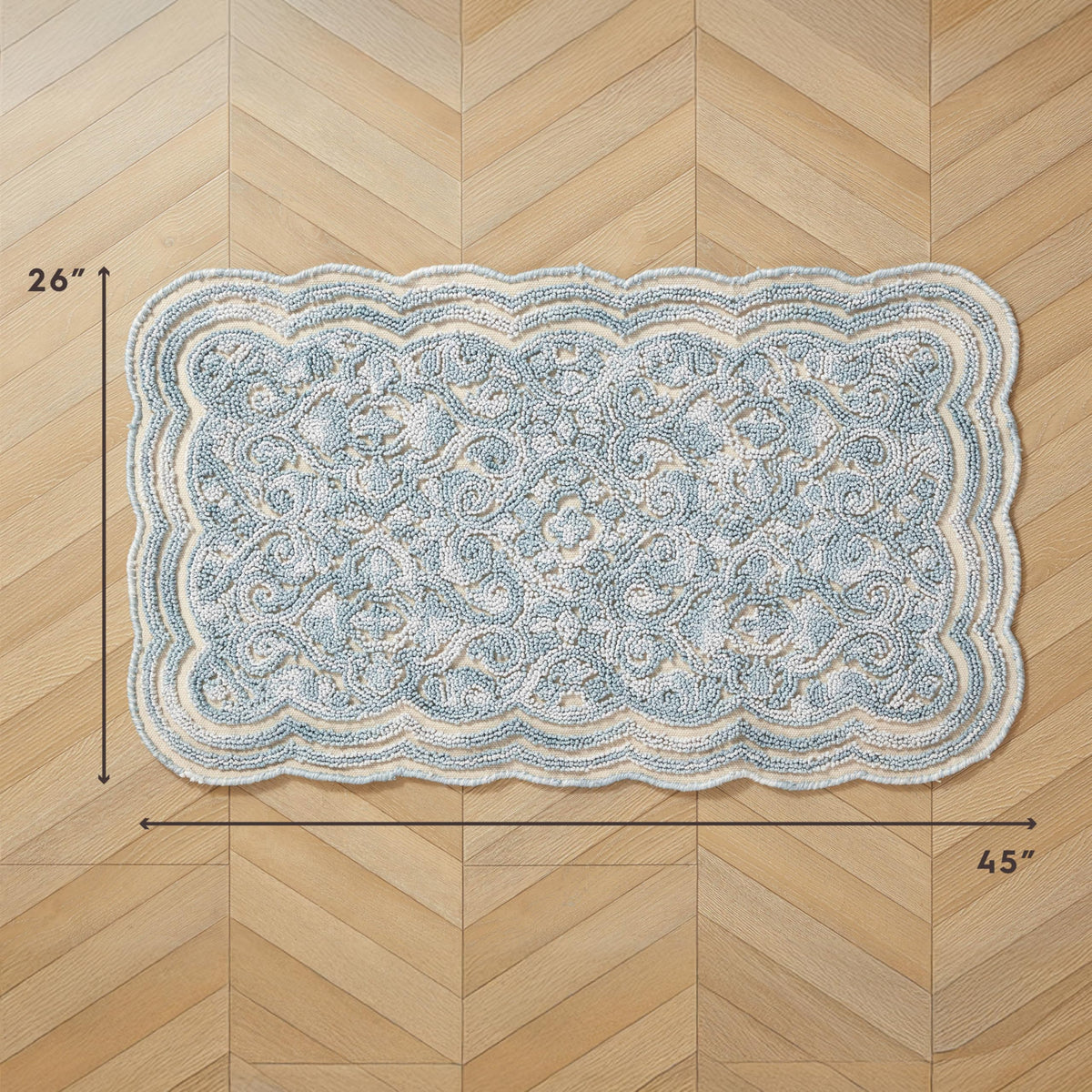 Laura Ashley Scalloped Washable Runner Rug