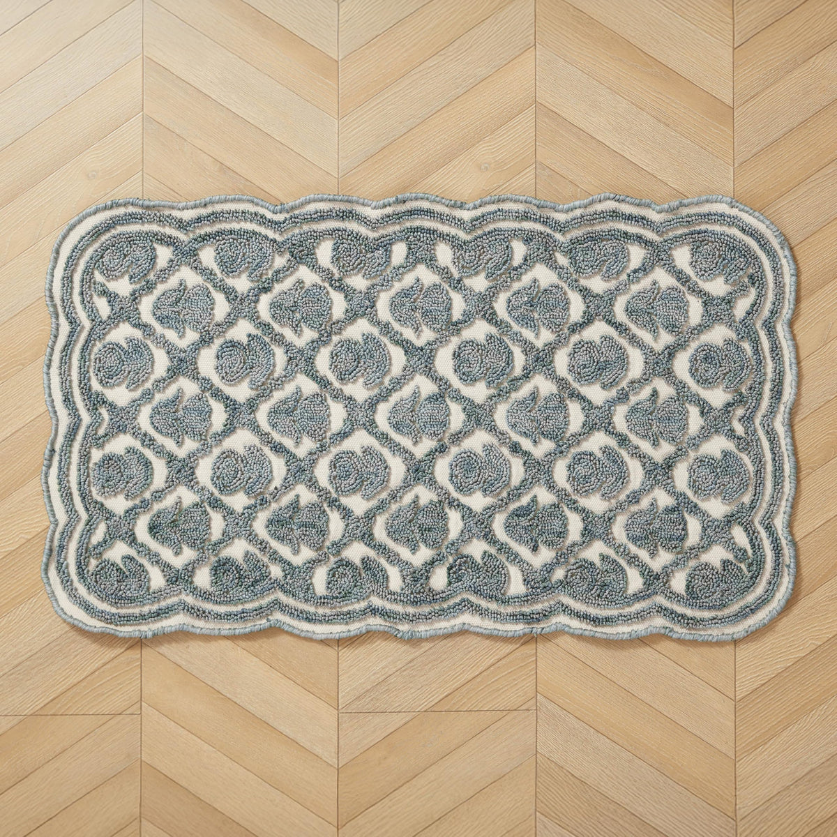Laura Ashley Scalloped Washable Runner Rug