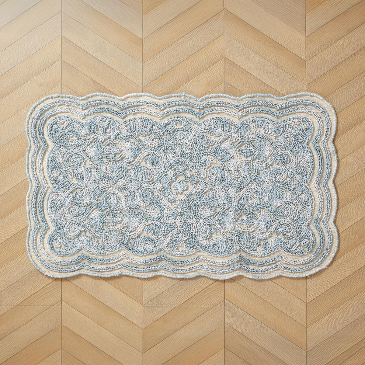 Laura Ashley Scalloped Washable Runner Rug