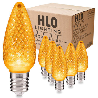 Blue C9 Faceted LED Christmas Bulbs, Set of 25