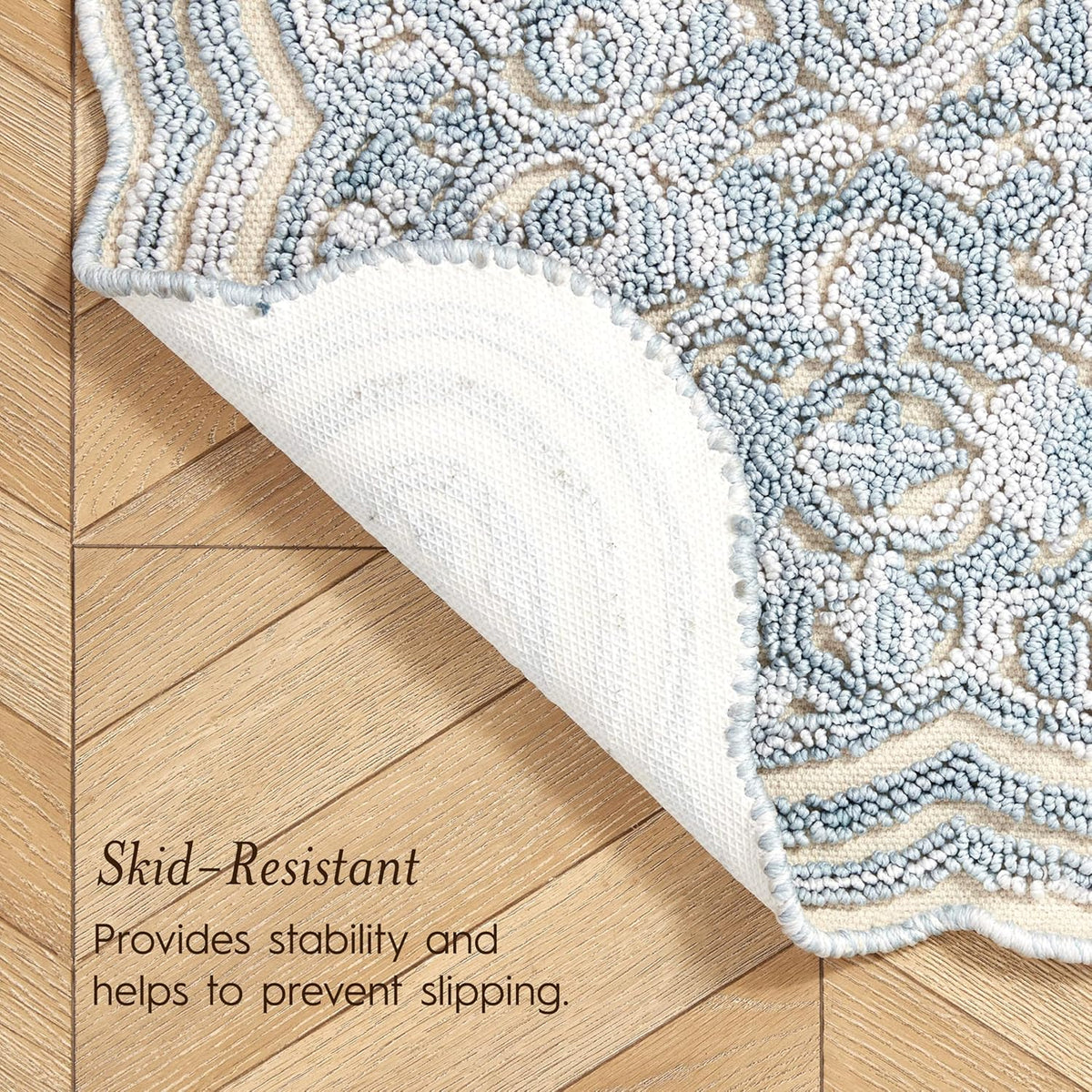 Laura Ashley Scalloped Washable Runner Rug