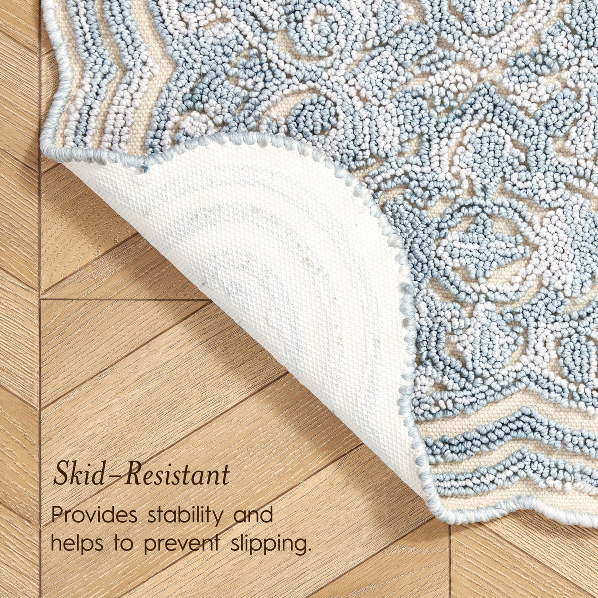 Laura Ashley Scalloped Washable Runner Rug