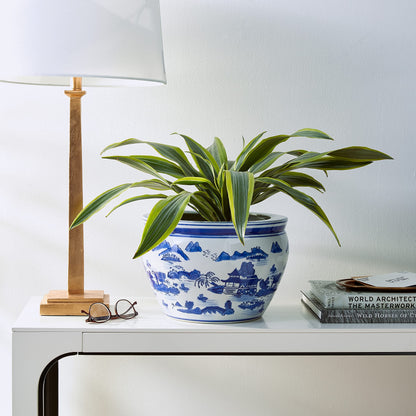 Ladies Blue and White Porcelain Fishbowl Planter