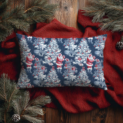 Blue Christmas Toile Pillow Covers, 18x18, Set of 2