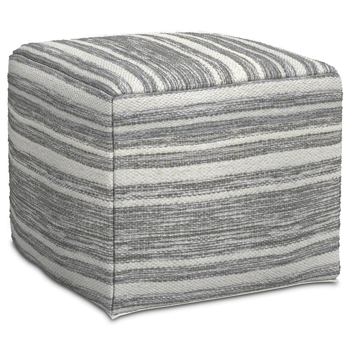 Simpli Home Cowan Blue Wool Square Pouf