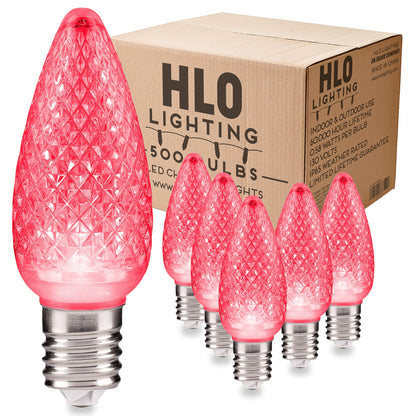Blue C9 Faceted LED Christmas Bulbs, Set of 25