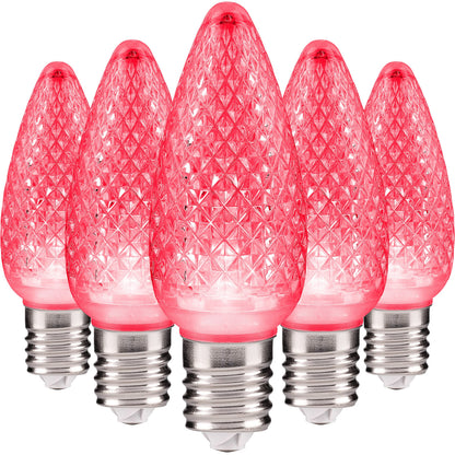 Blue C9 Faceted LED Christmas Bulbs, Set of 25