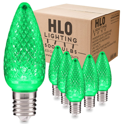 Blue C9 Faceted LED Christmas Bulbs, Set of 25