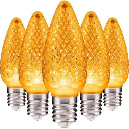 Blue C9 Faceted LED Christmas Bulbs, Set of 25