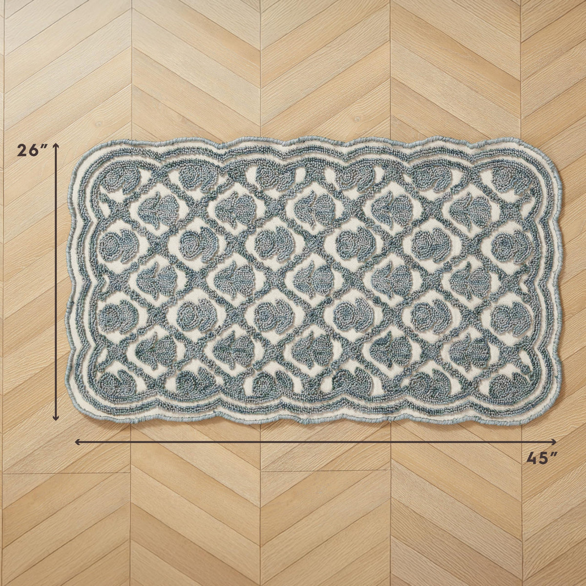 Laura Ashley Scalloped Washable Runner Rug