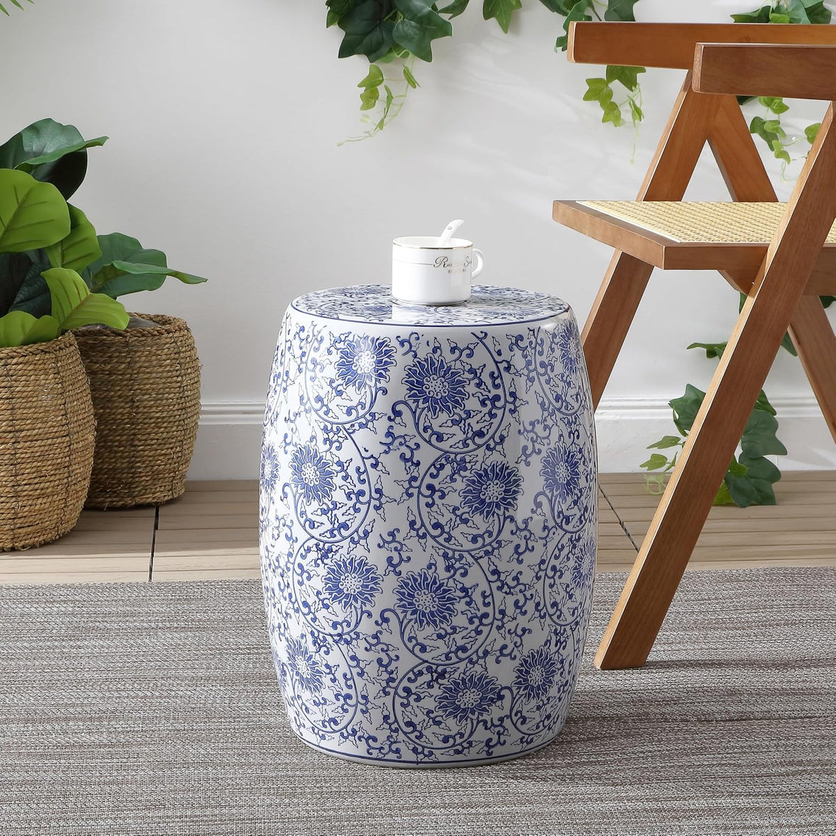 Jonathan Y Lotus Blossom Ceramic Garden Stool